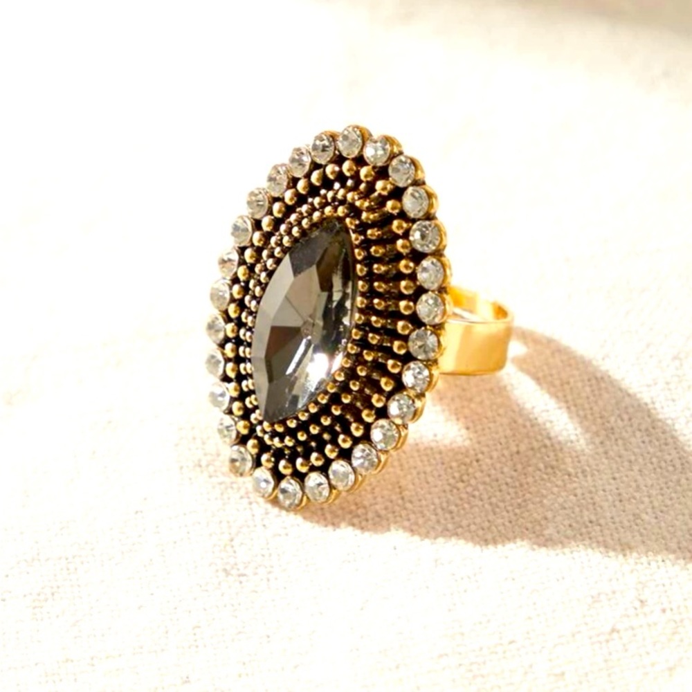 Vintage Sparkling Champagne Topaz & Crystal Rhinestone Statement Cocktai…